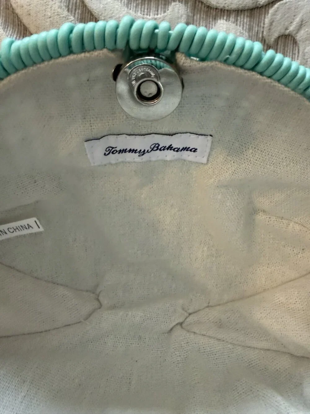Tommy Bahama Teal Fish Wicker Crossbody Bag Novelty Beach Purse Silver Strap NEW